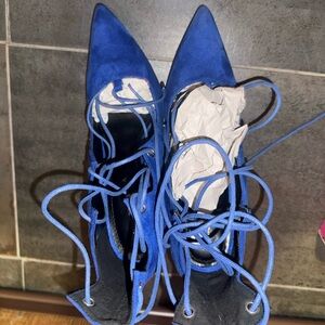 Blue Lace-Up Women's Shoes